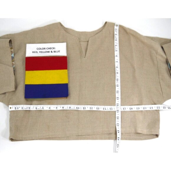 Women's tan linen crop top V Neck 1/2 lined sleeves size XL - Picture 3 of 4